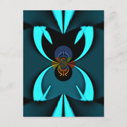 Cyaan Abstracte kunst Print Briefkaart (Voorkant)