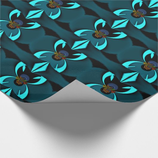 Cyaan Abstracte kunst Print Cadeaupapier (Hoek)