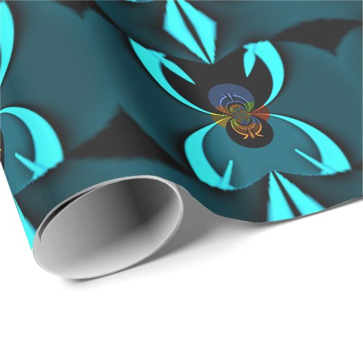 Cyaan Abstracte kunst Print Cadeaupapier (Rol Hoek)