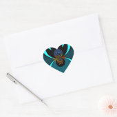 Cyaan Abstracte kunst Print Hart Sticker (Envelop)