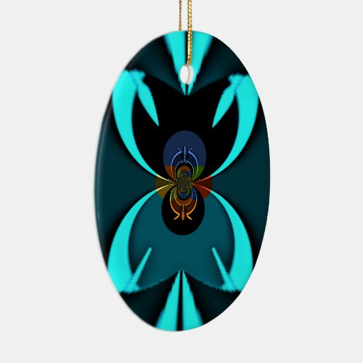 Cyaan Abstracte kunst Print Keramisch Ornament (Rechts)