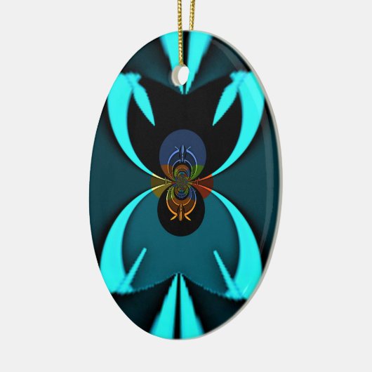 Cyaan Abstracte kunst Print Keramisch Ornament (Links)