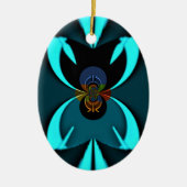 Cyaan Abstracte kunst Print Keramisch Ornament (Voorkant)