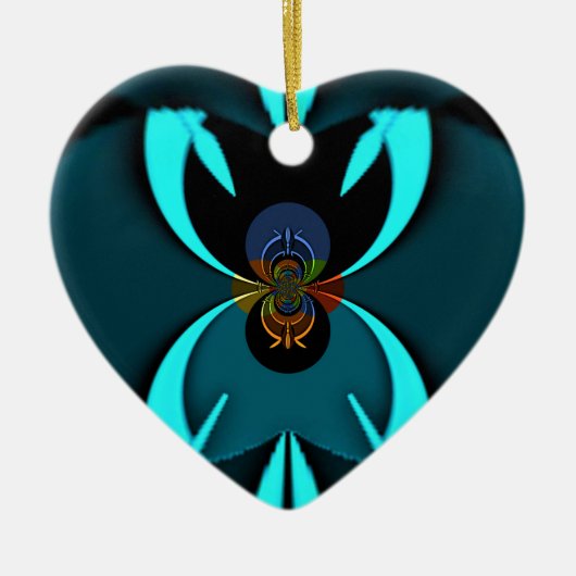 Cyaan Abstracte kunst Print Keramisch Ornament (Voorkant)