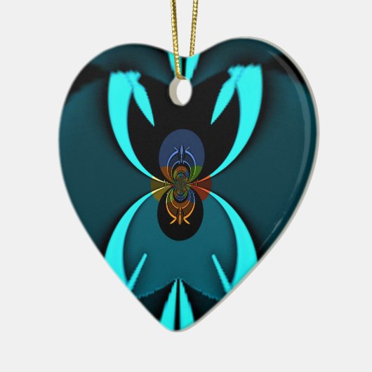 Cyaan Abstracte kunst Print Keramisch Ornament (Links)