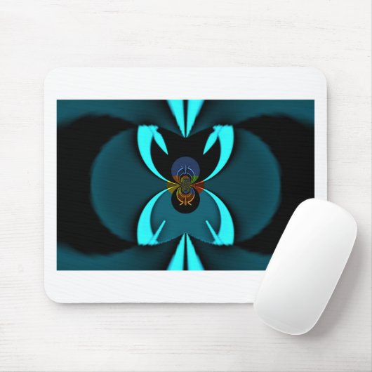 Cyaan Abstracte kunst Print Muismat (Met muis)