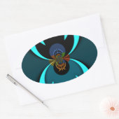 Cyaan Abstracte kunst Print Ovale Sticker (Envelop)
