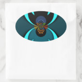 Cyaan Abstracte kunst Print Ovale Sticker (Tas)