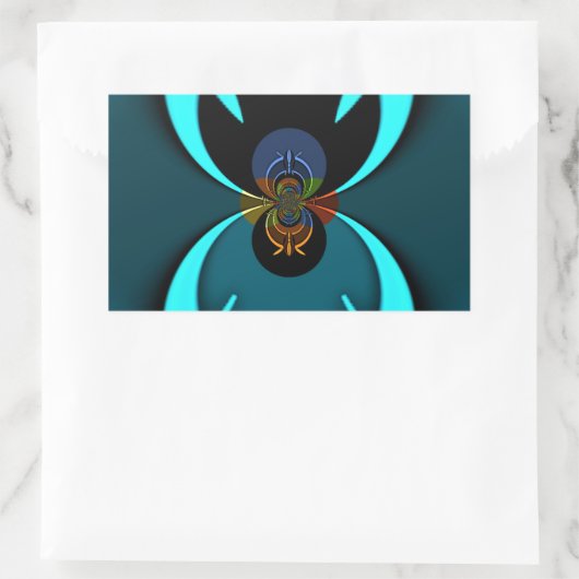 Cyaan Abstracte kunst Print Rechthoekige Sticker (Tas)