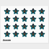 Cyaan Abstracte kunst Print Ster Sticker (Vel)
