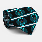 Cyaan Abstracte kunst Print Stropdas (Opgerold)