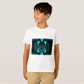 Cyaan Abstracte kunst Print T-shirt (Voorkant volledig)