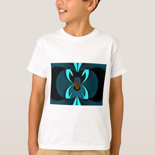 Cyaan Abstracte kunst Print T-shirt (Voorkant)