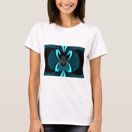 Cyaan Abstracte kunst Print T-shirt (Voorkant)