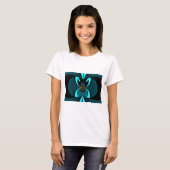 Cyaan Abstracte kunst Print T-shirt (Voorkant volledig)