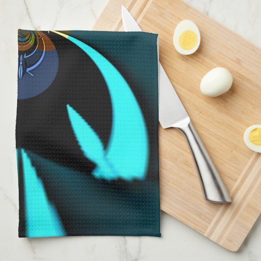 Cyaan Abstracte kunst Print Theedoek (Quarter Fold)