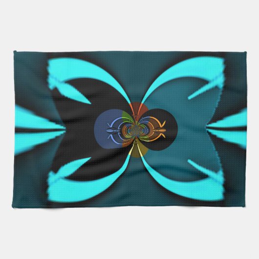 Cyaan Abstracte kunst Print Theedoek (Horizontaal)