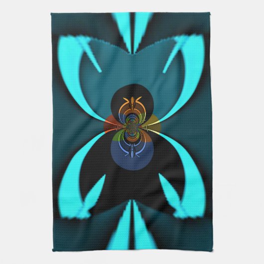 Cyaan Abstracte kunst Print Theedoek (Verticaal)