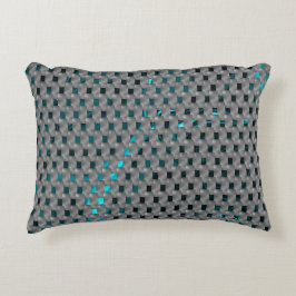 Cyaan afbeelding onder grijze borden, rechthoekvor accent kussen