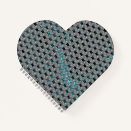 Cyaan afbeelding onder grijze borden, rechthoekvor notitieboek