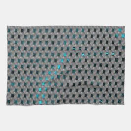 Cyaan afbeelding onder grijze borden, rechthoekvor theedoek