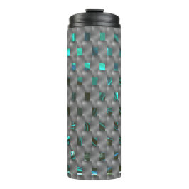 Cyaan afbeelding onder grijze borden, rechthoekvor thermosbeker