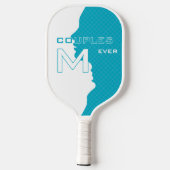 Cyaan Beste Koppels met Monogramed initialen w ras Pickleball Paddle (Achterkant)