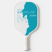 Cyaan Beste Koppels met Monogramed initialen w ras Pickleball Paddle (Voorkant)
