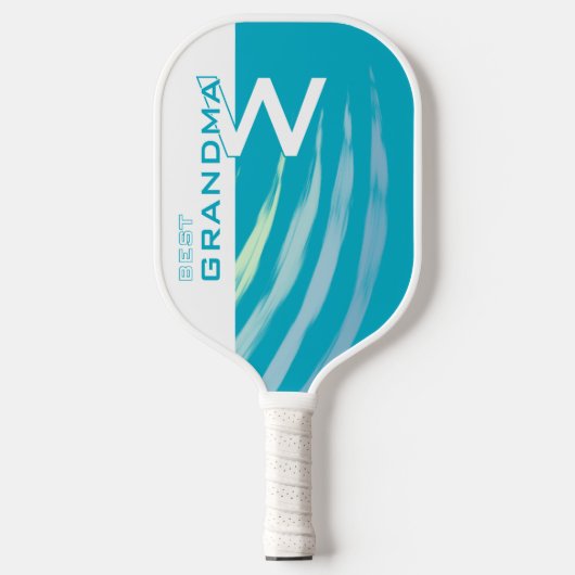 Cyaan Beste Oma Met Monografische initialen Pickleball Paddle (Voorkant)