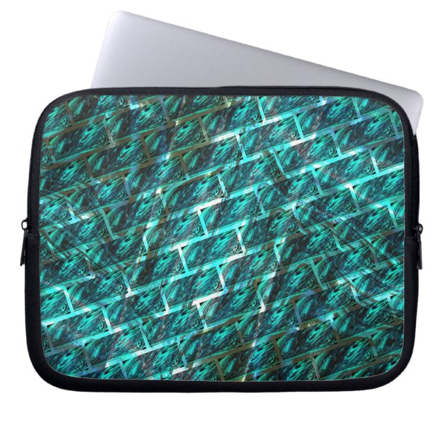 Cyaan bevlekt, gegraasd, geraspt of ander baksteen laptop sleeve (Voorkant)