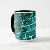 Cyaan bevlekt, gegraasd, geraspt of ander baksteen mok (Voorkant links)