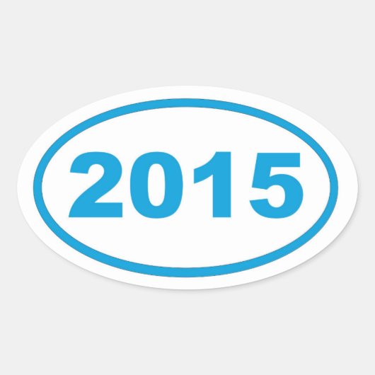 cyaan blauw 2015 ovale sticker (Voorkant)