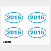 cyaan blauw 2015 ovale sticker (Vel)