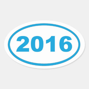 cyaan blauw 2016 ovale sticker