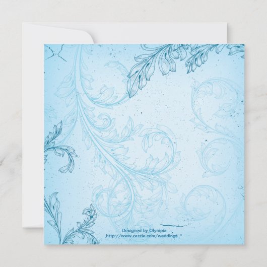 Cyaan Blauw Blauw Blad Blad Blad Uitnodiging (Achterkant)