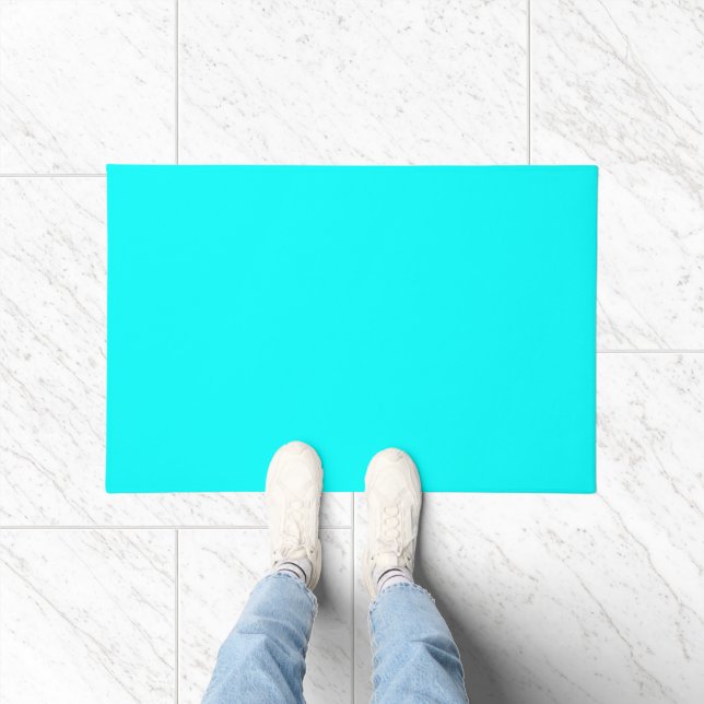 Cyaan Blauw Groen Turquoise Stevige Kleur Deurmat (Binnen)