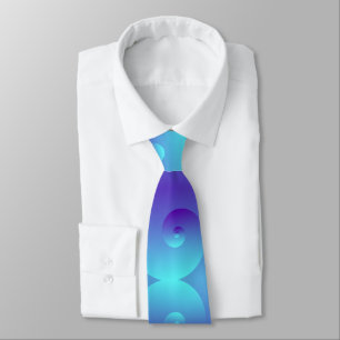 Cyaan blauw paarse spiraalwerveling patroon achter stropdas