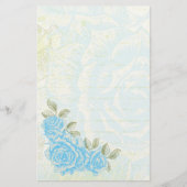  cyaan blauw rozen bloemen op maat briefpapier (Voorkant)