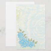 cyaan blauw rozen bloemen op maat briefpapier (Voorkant / Achterkant)