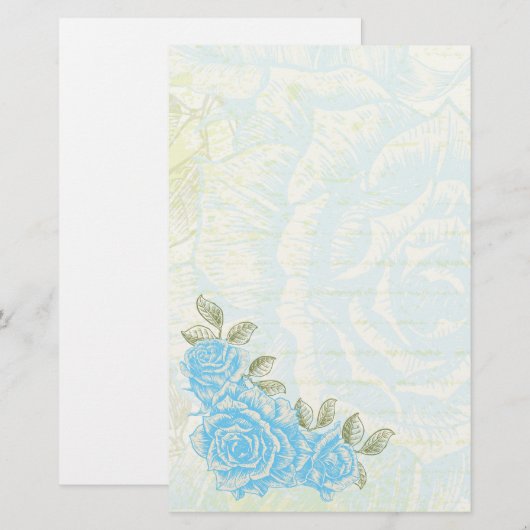  cyaan blauw rozen bloemen op maat briefpapier (Voorkant / Achterkant)