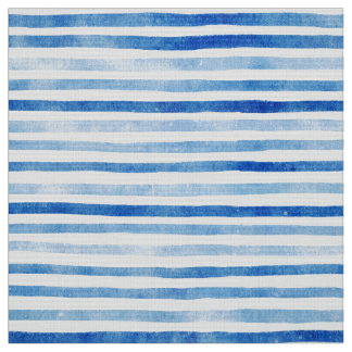 Cyaan-Blauw watercolorstrips patroon poplin Stof