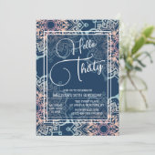 Cyaan Blauwe Bloem Mandala 30ste Verjaardag Kaart (Staand voorkant)