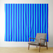 Cyaan Blauwe Strepen Ontwerp  Wandkleed (In Situ (horizontaal))