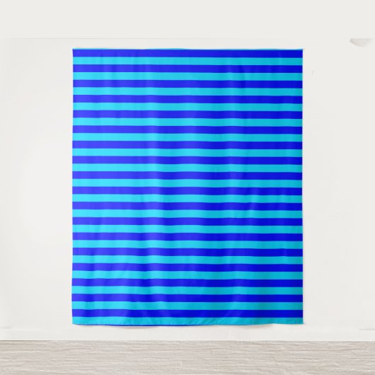 Cyaan Blauwe Strepen Ontwerp  Wandkleed (Voorkant)