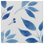 Cyaan-Blauwe waterverf-bladeren poplin-polyester- Stof (Close Up)