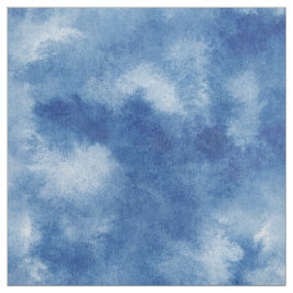 Cyaan-Blauwe waterverf-wash poplin-polyester- Stof