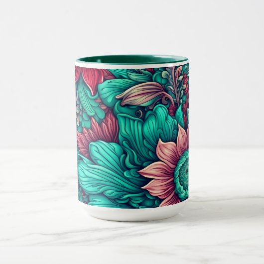 Cyaan bloemen Surreal Blossoms Mok (Midden)