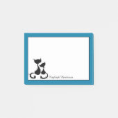 Cyaan Blue Black Cats Silhouette Persoonlijk Post-it® Notes (Voorkant)