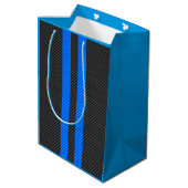 Cyaan Blue Carbon Style Racestrepes Medium Cadeauzakje (Achterkant Gekanteld)