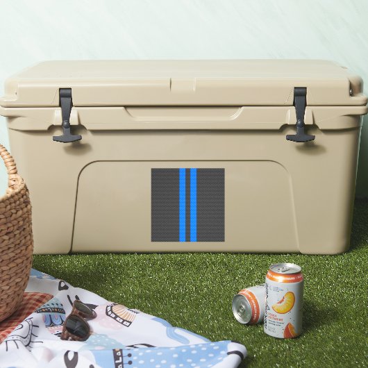 Cyaan Blue Carbon Style Racestrepes Sticker (Koeler)